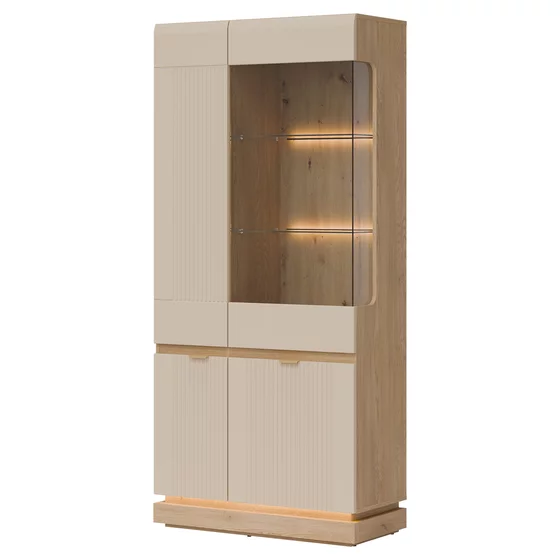 Vitrina Milton ML06, 88.5x40.5x193.5 h cm, Pal Melaminat/MDF, Stejar Cremona/Casmir picture - 1