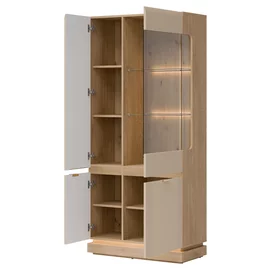Vitrina Milton ML06, 88.5x40.5x193.5 h cm, Pal Melaminat/MDF, Stejar Cremona/Casmir