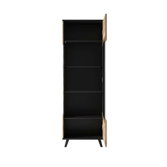 Vitrina Rogan W1, 60x40x182 cm, Negru/Stejar Wotan picture - 5