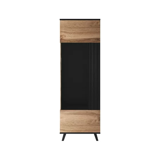 Vitrina Rogan W1, 60x40x182 cm, Negru/Stejar Wotan picture - 6