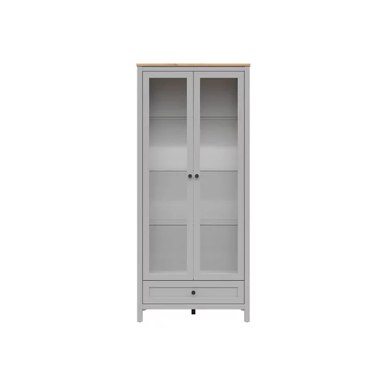 Vitrina Salga, 2 Usi +Sertar, 89.x5 x 40.5x202.5 cm, Pal Melaminat, Gri Arctic/Stejar Artisan picture - 1