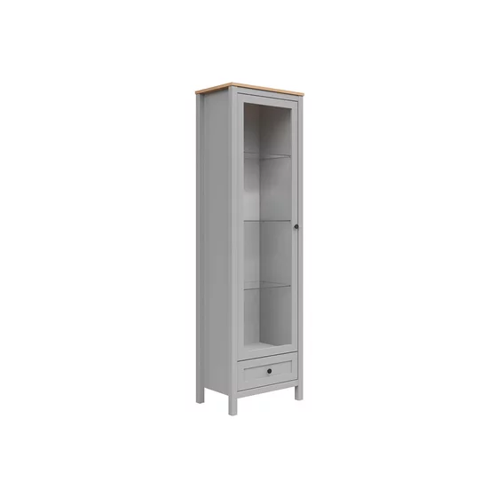 Vitrina Salga, Usa + Sertar, 59.x5x40.5x202.5 cm, Pal Melaminat, Gri Arctic/Stejar Artisan picture - 2
