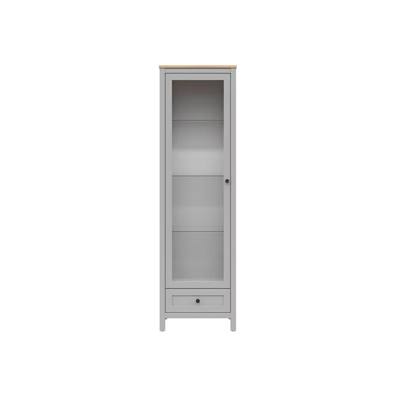 Vitrina Salga, Usa + Sertar, 59.x5x40.5x202.5 cm, Pal Melaminat, Gri Arctic/Stejar Artisan picture - 1