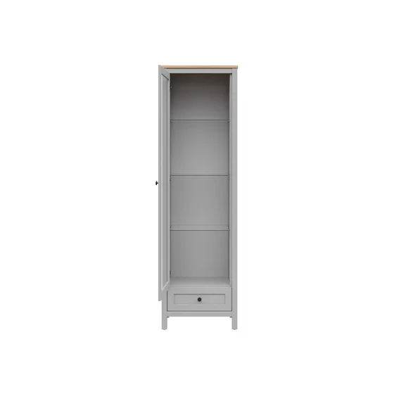 Vitrina Salga, Usa + Sertar, 59.x5x40.5x202.5 cm, Pal Melaminat, Gri Arctic/Stejar Artisan picture - 3