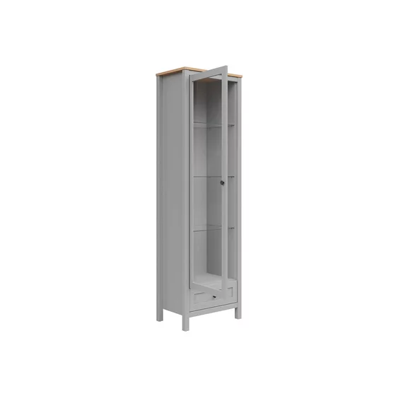 Vitrina Salga, Usa + Sertar, 59.x5x40.5x202.5 cm, Pal Melaminat, Gri Arctic/Stejar Artisan picture - 4