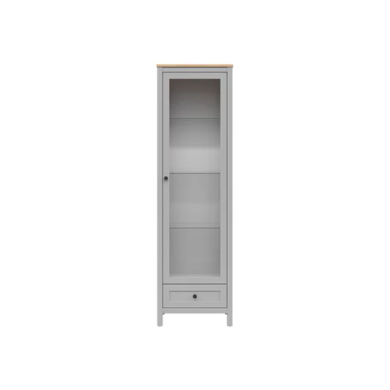 Vitrina Salga, Usa + Sertar, 59.x5x40.5x202.5 cm, Pal Melaminat, Gri Arctic/Stejar Artisan picture - 5
