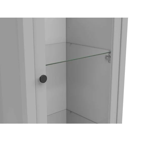 Vitrina Salga, Usa + Sertar, 59.x5x40.5x202.5 cm, Pal Melaminat, Gri Arctic/Stejar Artisan picture - 6