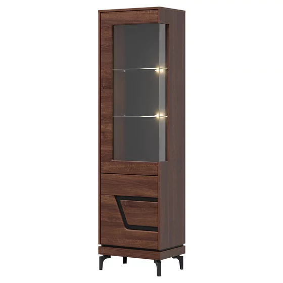 Vitrina Vero 2 Usi VR05 - Stanga, 54.5x38.5x198 h cm, Pal Melaminat/MDF, Nuc Inchis picture - 2