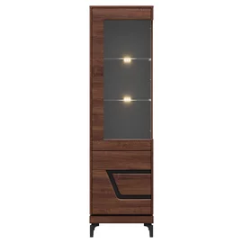 Vitrina Vero 2 Usi VR05 - Stanga, 54.5x38.5x198 h cm, Pal Melaminat/MDF, Nuc Inchis