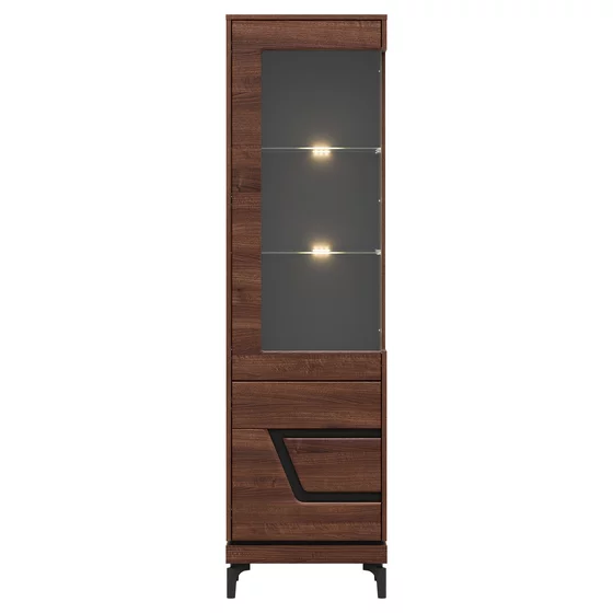 Vitrina Vero 2 Usi VR05 - Stanga, 54.5x38.5x198 h cm, Pal Melaminat/MDF, Nuc Inchis picture - 1