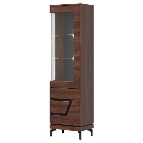 Vitrina Vero 2 Usi VR06 - Dreapta, 54.5x38.5x198 h cm, Pal Melaminat/MDF, Nuc Inchis picture - 2