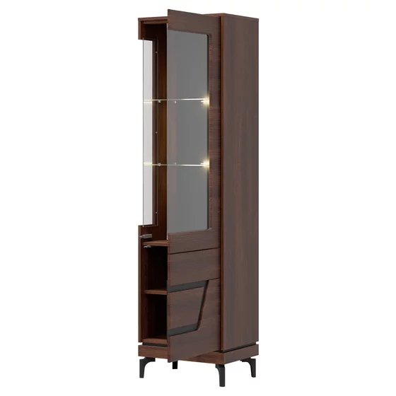 Vitrina Vero 2 Usi VR06 - Dreapta, 54.5x38.5x198 h cm, Pal Melaminat/MDF, Nuc Inchis picture - 3