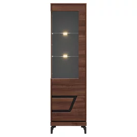 Vitrina Vero 2 Usi VR06 - Dreapta, 54.5x38.5x198 h cm, Pal Melaminat/MDF, Nuc Inchis