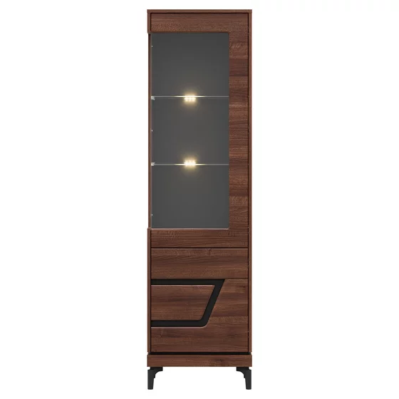 Vitrina Vero 2 Usi VR06 - Dreapta, 54.5x38.5x198 h cm, Pal Melaminat/MDF, Nuc Inchis picture - 1