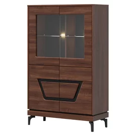 Vitrina Vero 4 Usi VR04, 92x38.5x147 h cm, Pal Melaminat/MDF, Nuc Inchis