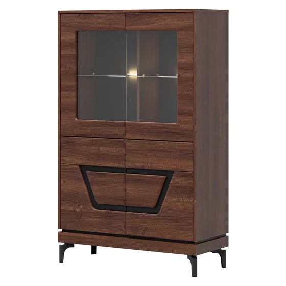 Vitrina Vero 4 Usi VR04, 92x38.5x147 h cm, Pal Melaminat/MDF, Nuc Inchis picture - 2
