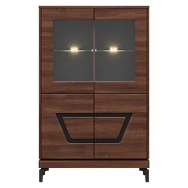 Vitrina Vero 4 Usi VR04, 92x38.5x147 h cm, Pal Melaminat/MDF, Nuc Inchis