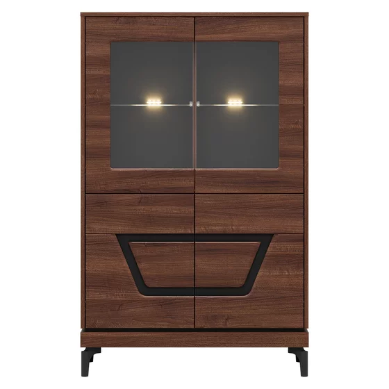 Vitrina Vero 4 Usi VR04, 92x38.5x147 h cm, Pal Melaminat/MDF, Nuc Inchis picture - 1