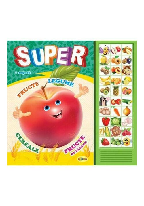 Carte cu sunete: Super fructe, legume... (romana+engleza)