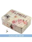Cutie Decorativa Metalica cu lacat, Patrata, Model Flowers, 21x15.4x7.8cm