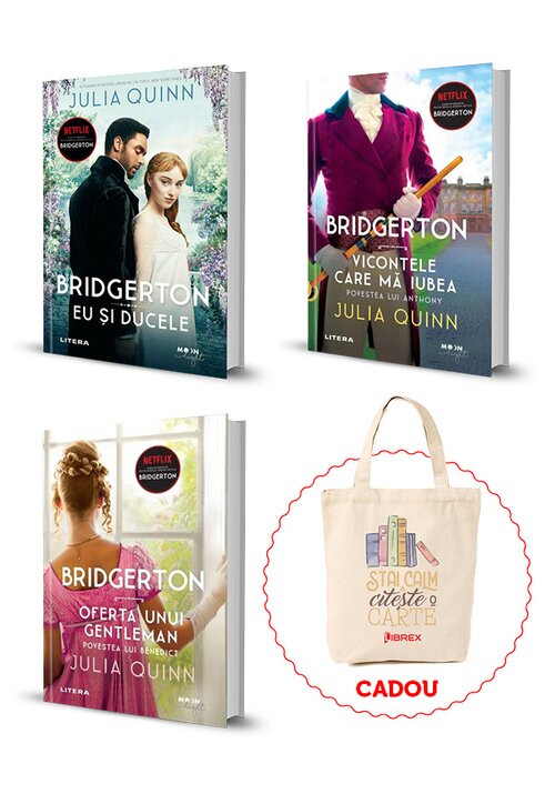 Pachet bridgerton. set 3 carti + cadou sacosa librex