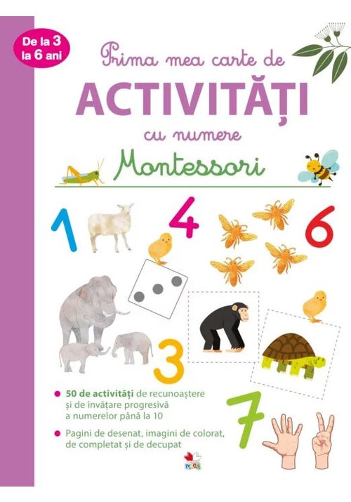 Prima mea carte de activitati cu numere de la 3 la 6 ani. Montessori