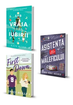 Pachet Sub vraja iubirii + First Down + Asistenta Maleficului. Set 3 carti