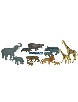 Animale salbatice cu puii set de 12 figurine - Miniland 1