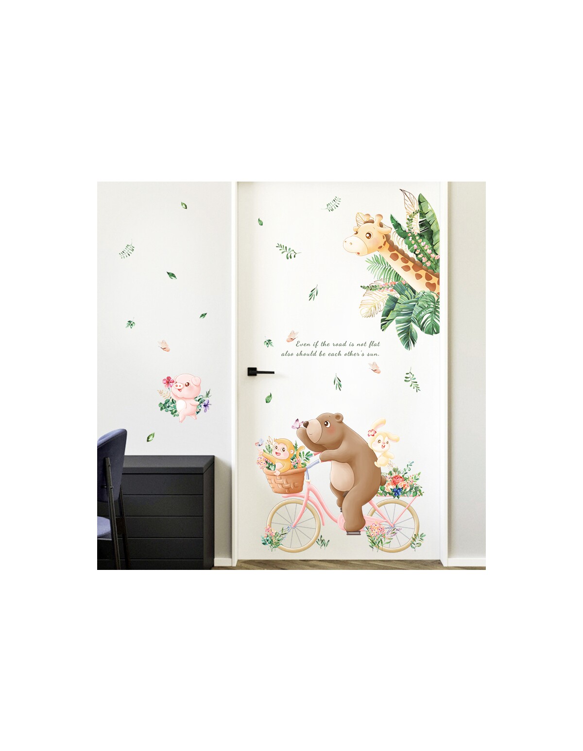 Autocolant de perete Animalute in Aventura 100x70cm