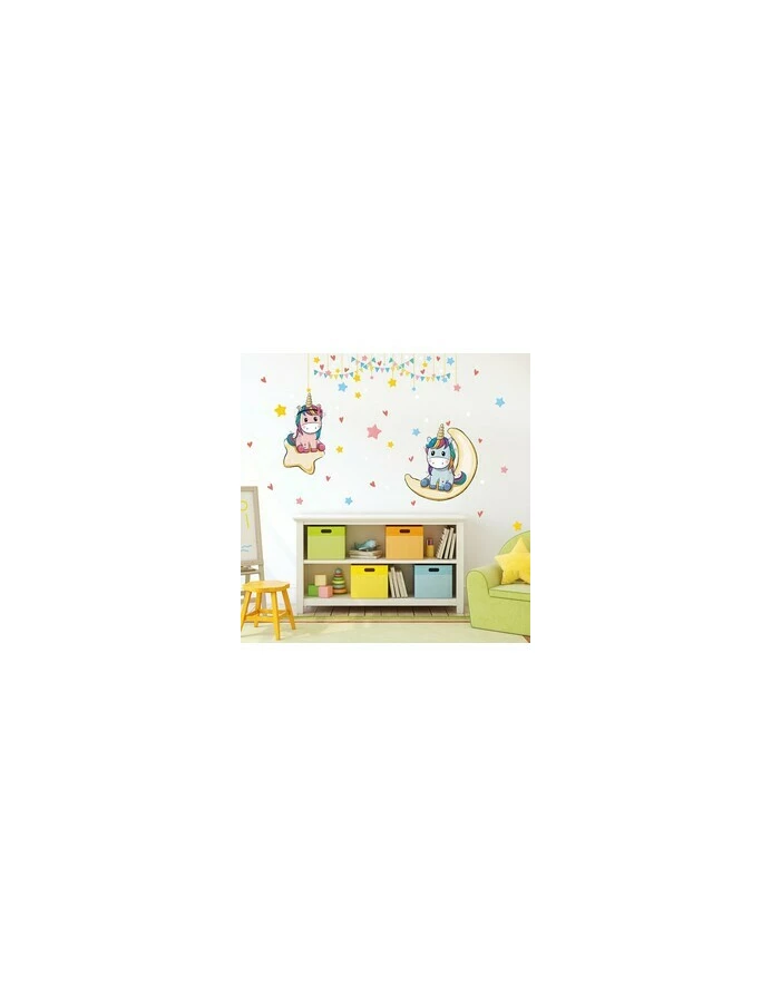 Autocolant de perete cu DOI UNICORNI M39 82X105cm picture - 3