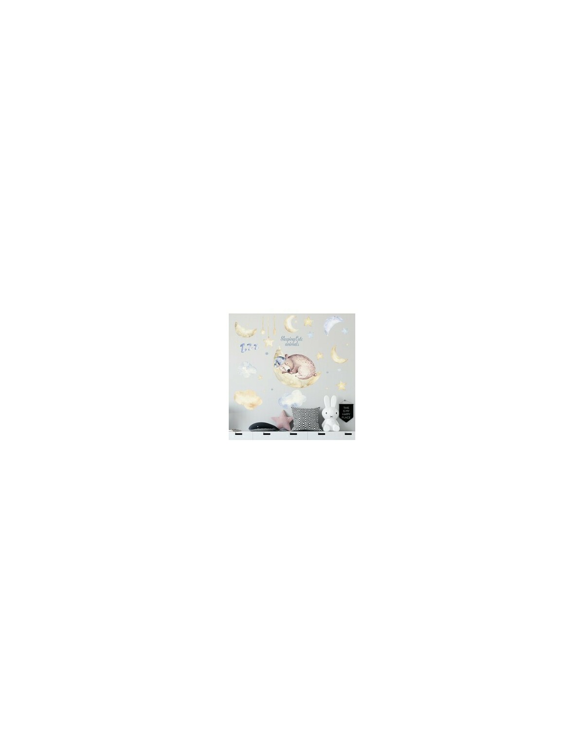 Autocolant de perete cu ursul somnoros M36 87x73cm
