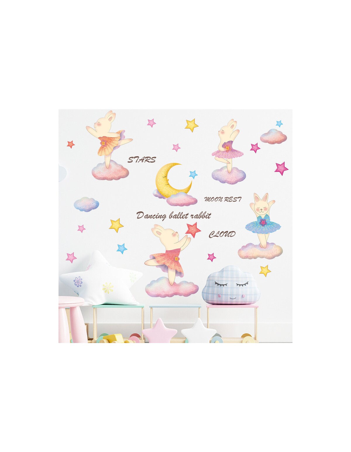 Autocolant de perete Dancing Ballet Rabbit 55x54cm