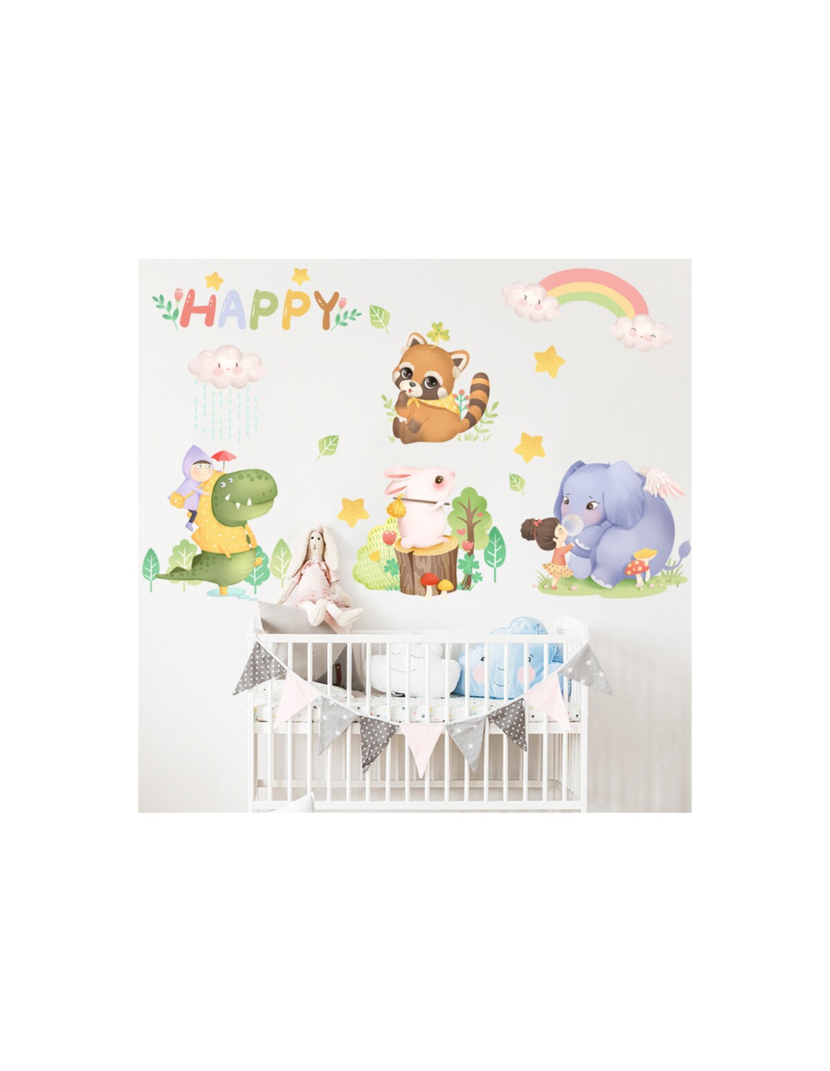 Autocolant de perete Happy animals 54x129cm