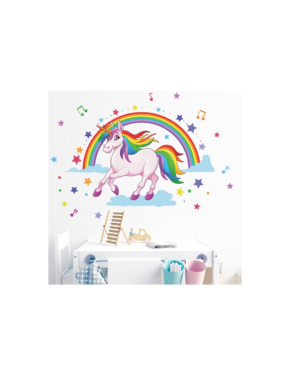 Autocolant de perete unicorn-note muzicale 62x106cm