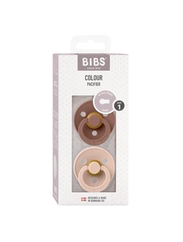 BIBS - Set 2 suzete Colour Latex, tetina rotunda, 0 luni +-Blush/Woodchuck 2
