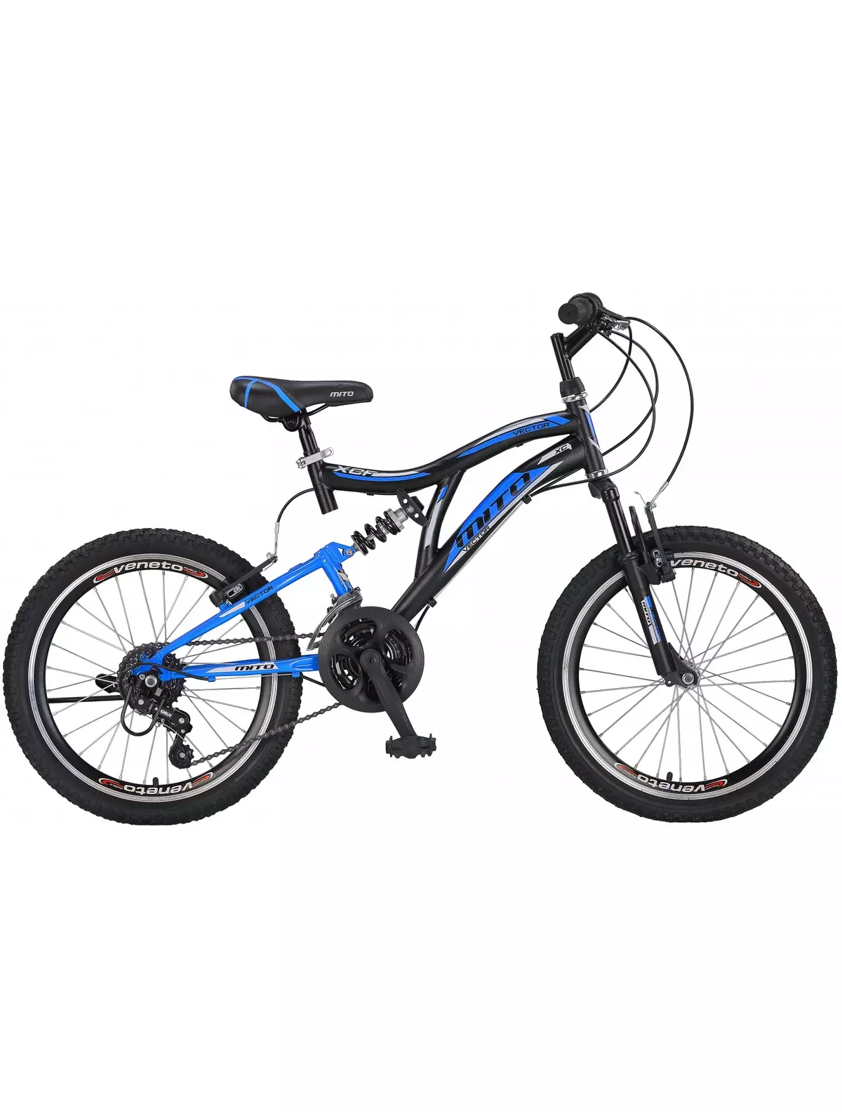 Bicicleta copii 20   MTB-FS MITO Vector, 18 viteze,negru albastru