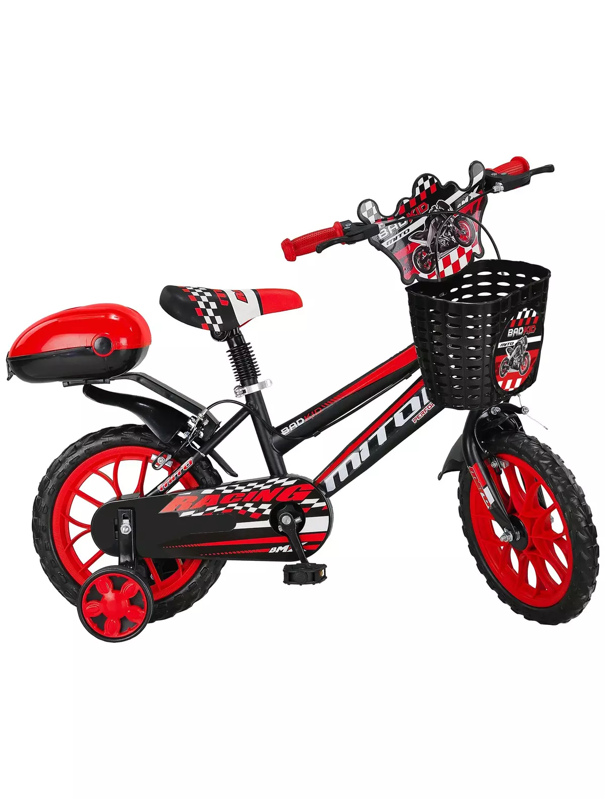 Bicicleta copii MITO BadKid, roti 15  , negru rosu, 4-6 ani