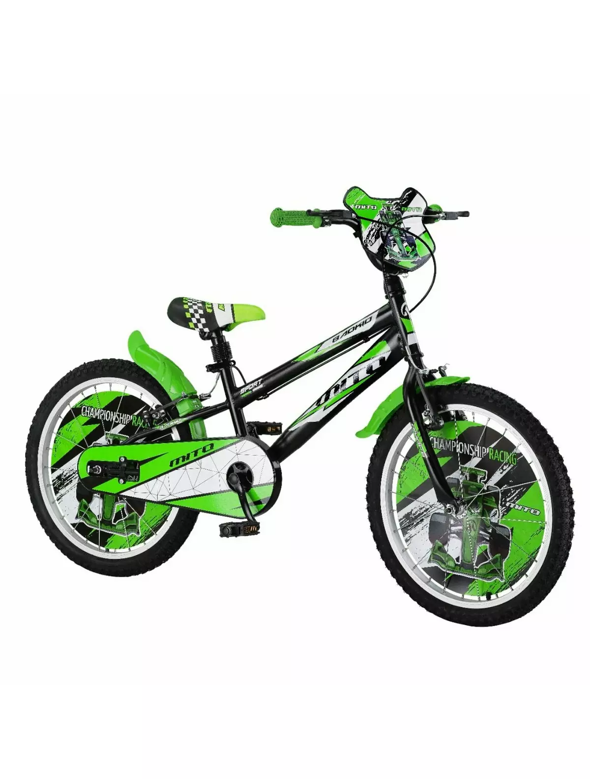 Bicicleta copii MITO BadKid, roti 20  , negru verde, 7-10 ani