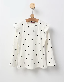 Bluza cu Inimioare Ann, model alb-negru