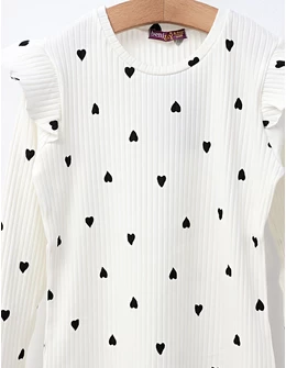 Bluza cu Inimioare Ann, model alb-negru
