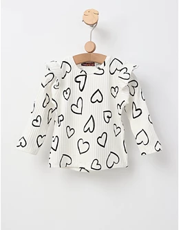 Bluza cu Inimioare Annel, model alb-negru