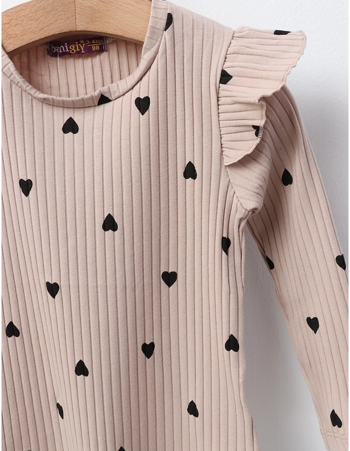 Bluza cu Inimioare Annel, model bej-negru picture - 2