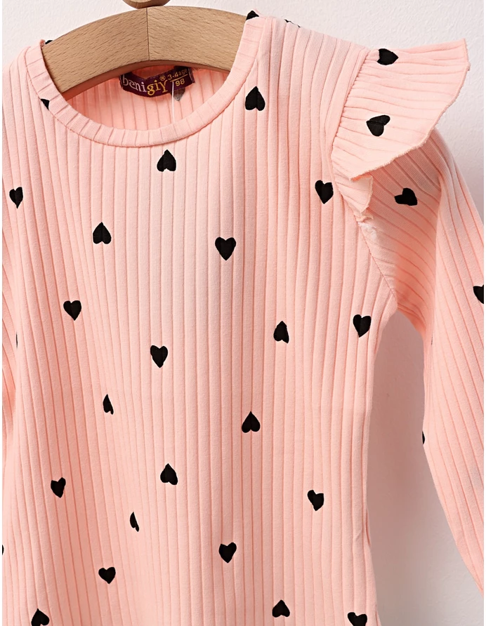 Bluza cu Inimioare Annel, model corai-negru picture - 2