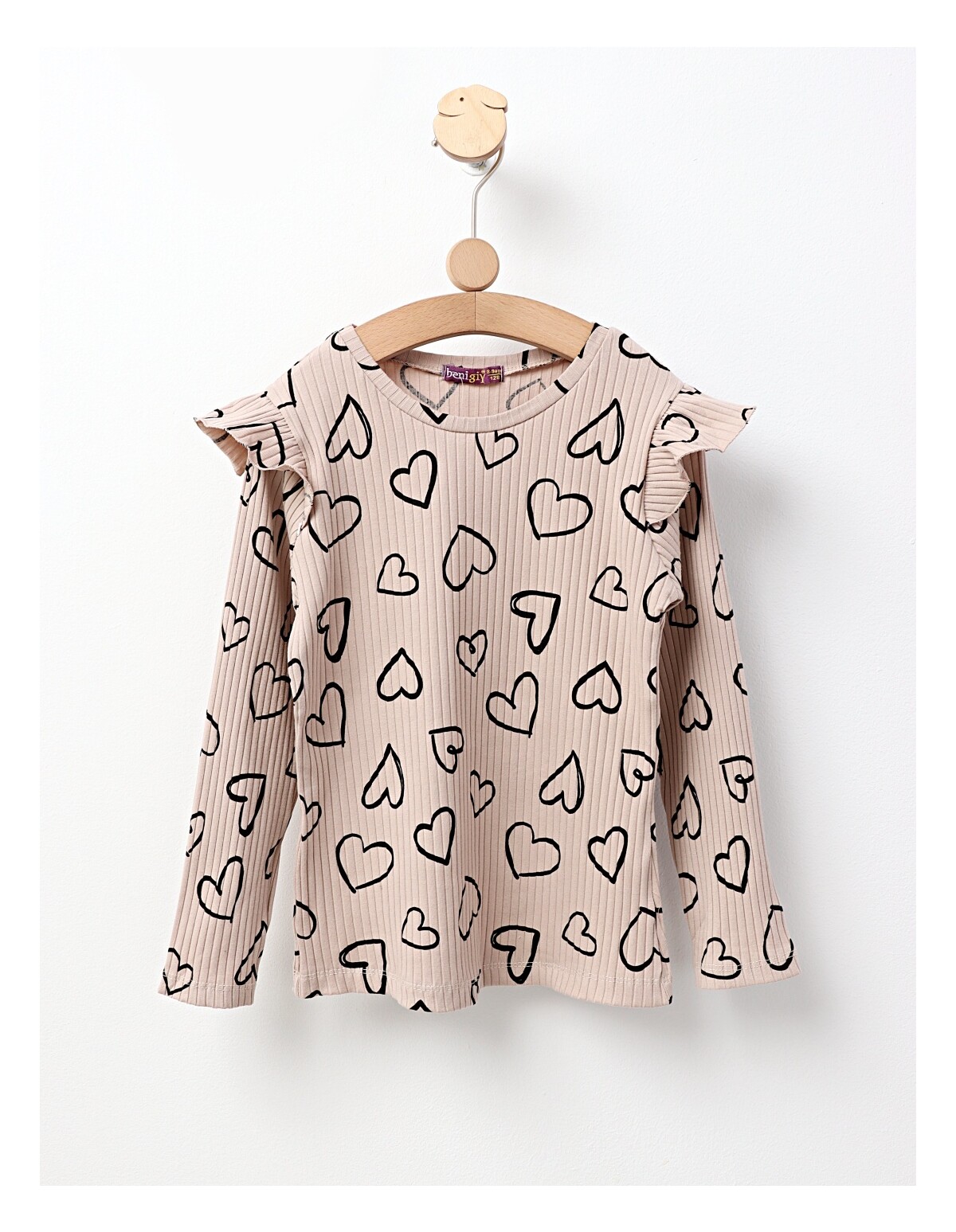 Bluza cu Inimioare Mara, model bej-negru