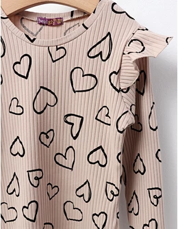 Bluza cu Inimioare Mara, model bej-negru