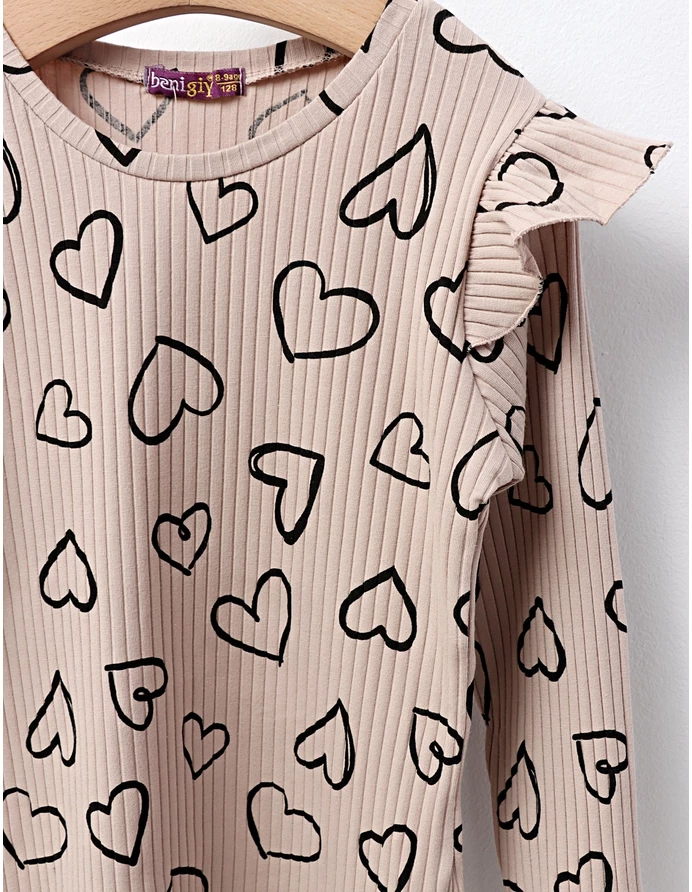 Bluza cu Inimioare Mara, model bej-negru picture - 2