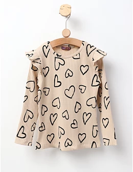 Bluza cu Inimioare Mara, model crem-negru