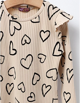 Bluza cu Inimioare Mara, model crem-negru