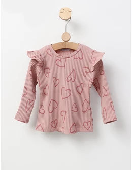 Bluza cu Inimioare Mara, model roz-prafuit