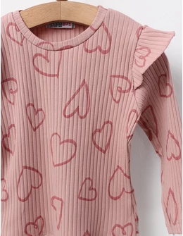Bluza cu Inimioare Mara, model roz-prafuit